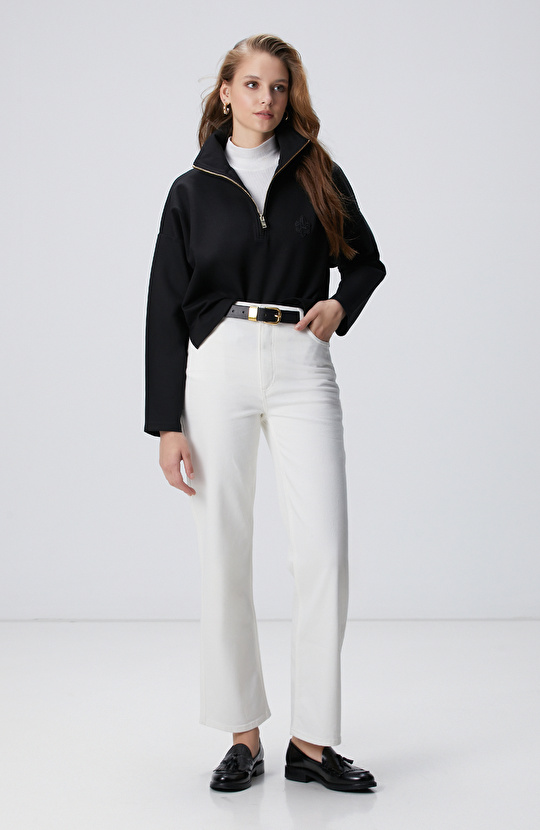 Siyah Patchli Sweatshirt