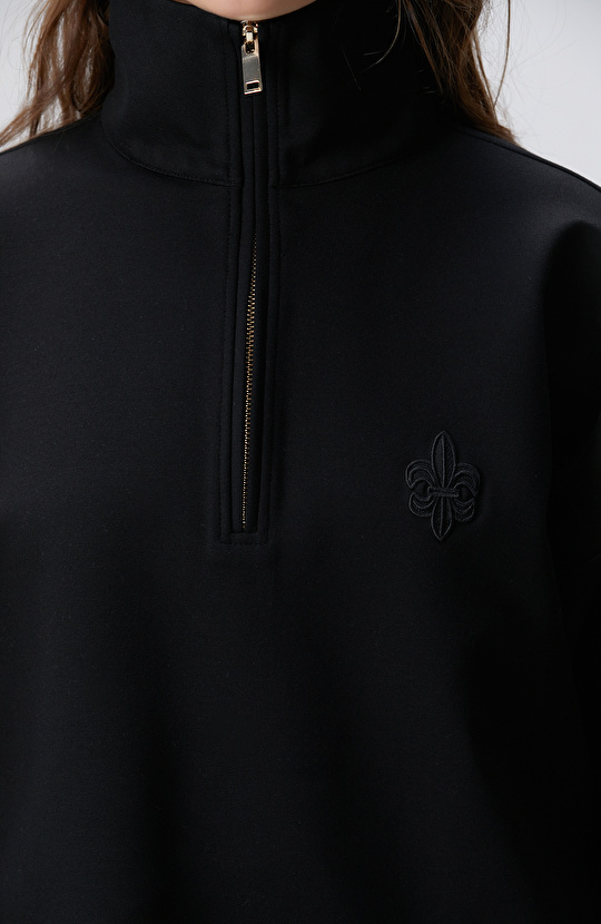 Siyah Patchli Sweatshirt