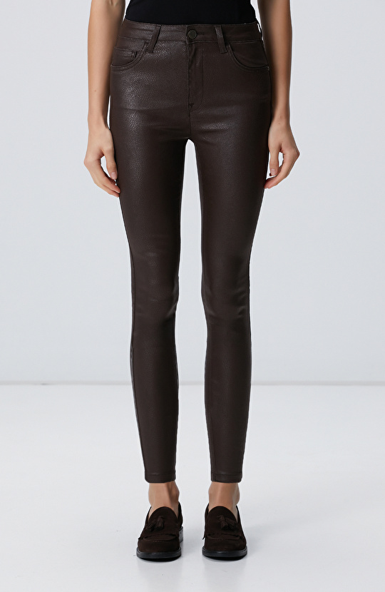 Kahverengi Kaplamalı Casual Pantolon