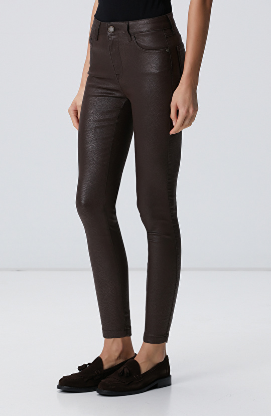 Kahverengi Kaplamalı Casual Pantolon