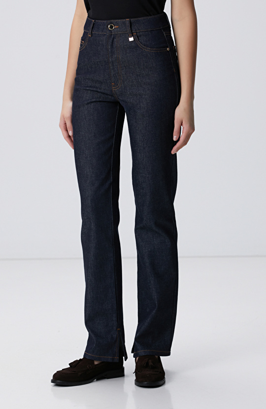Lacivert Bootcut Denim Pantolon