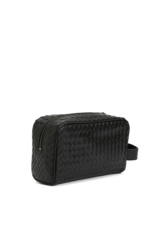 Siyah Erkek Deri Kozmetik Çantası