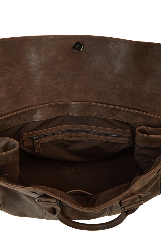 Kahverengi Erkek Deri Seyahat Çantası