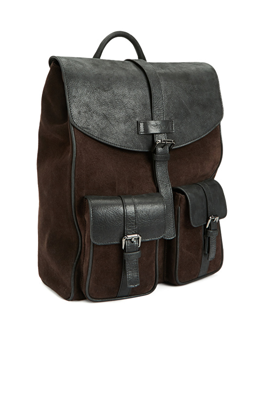 Kahverengi Erkek Süet Sırt Çantası