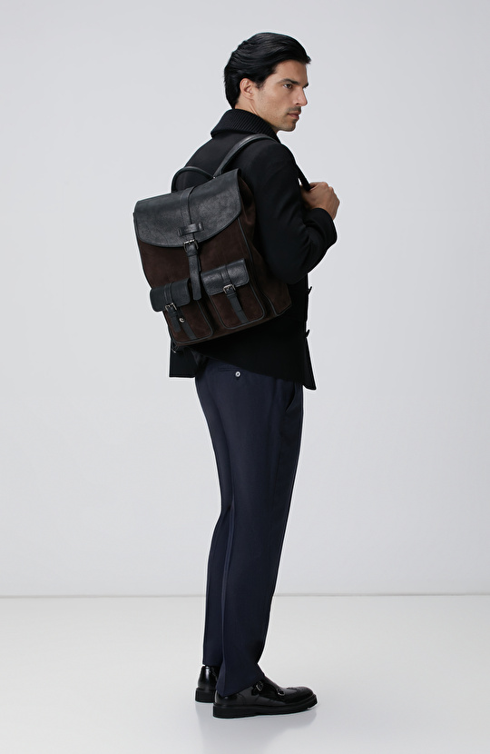 Kahverengi Erkek Süet Sırt Çantası