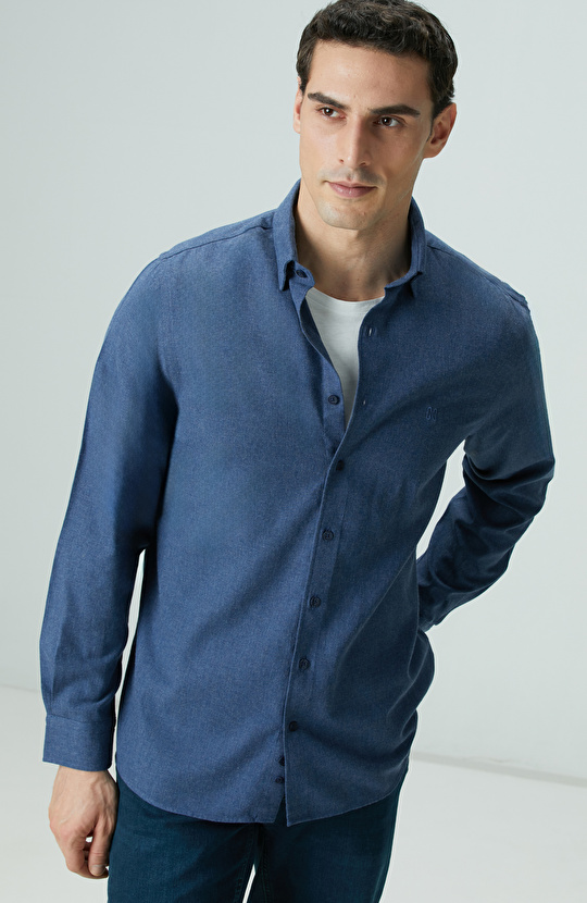 İndigo Flanel Cotton Gömlek