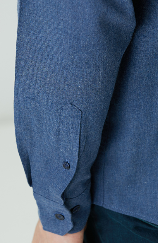 İndigo Flanel Cotton Gömlek