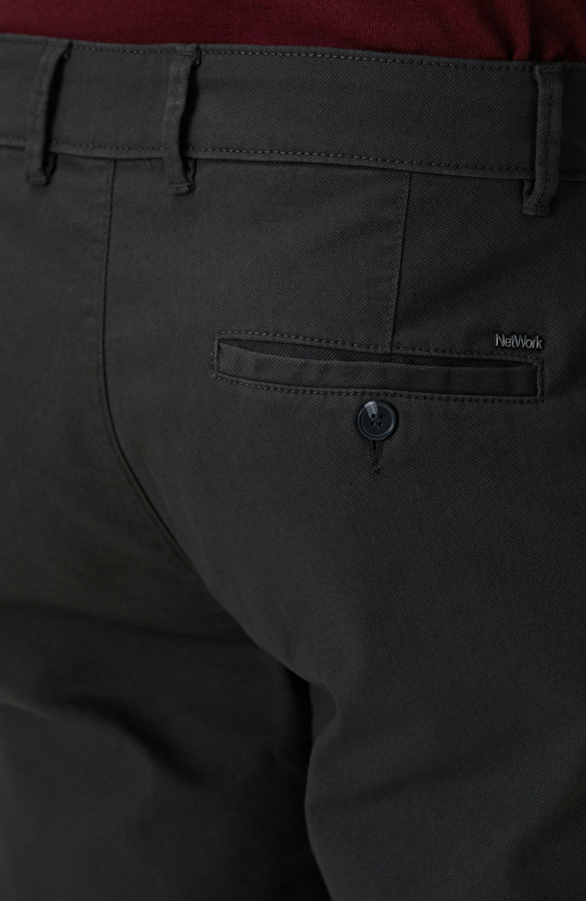 Antrasit Sepet Örgü Desenli Chino Pantolon