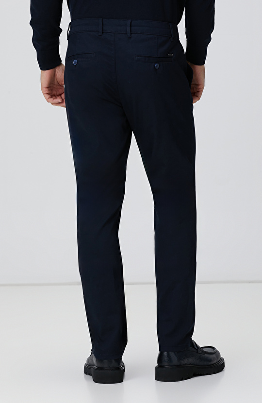 Lacivert Sepet Örgü Desenli Chino Pantolon