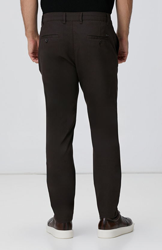 Kahverengi Sepet Örgü Desenli Chino Pantolon