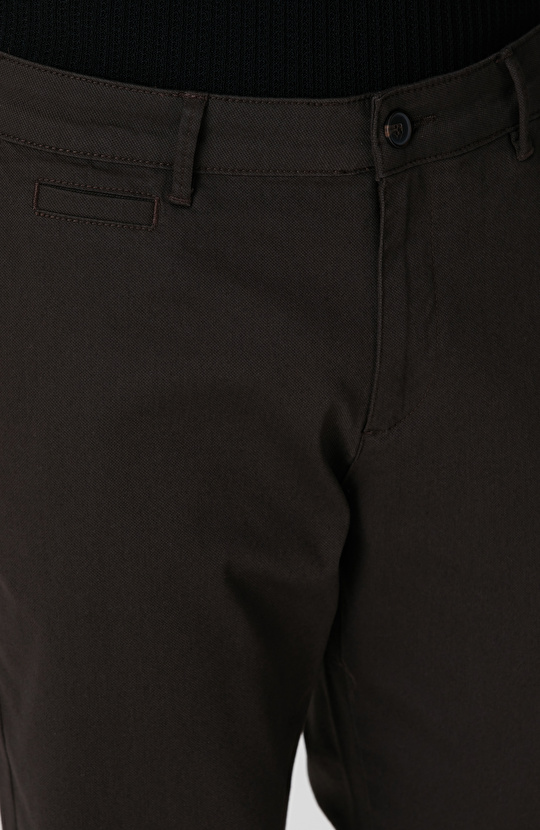 Kahverengi Sepet Örgü Desenli Chino Pantolon