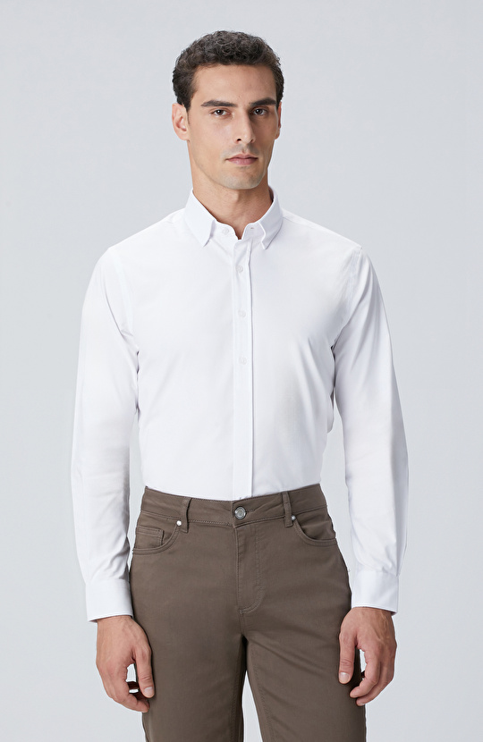 Beyaz Petek Desen Gömlek