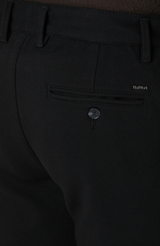 Siyah Diyagonal Desenli Pantolon