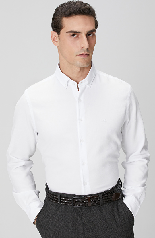 Beyaz Petek Desenli Gömlek