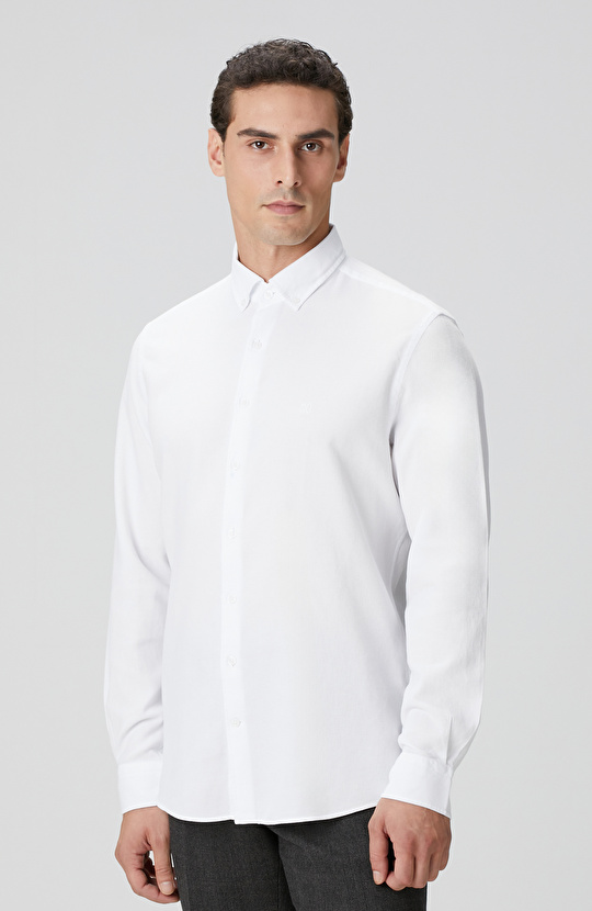 Beyaz Petek Desenli Gömlek