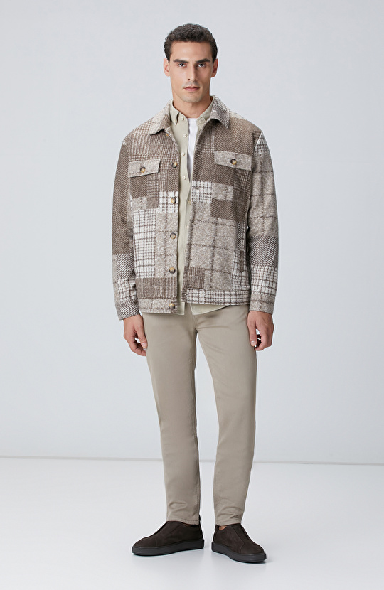 Vizon Comfort Fit Petek Desen Parça Boya Gömlek