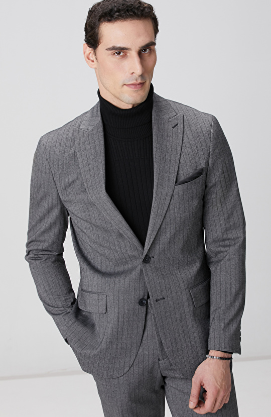 Antarsit Çizgili Yün Mix Takım Elbise