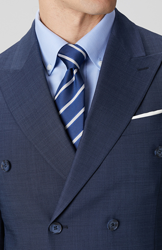 Lacivert Yün Karışımlı Oxford Takım Elbise