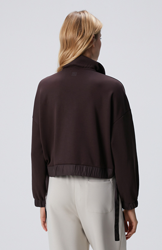 Kahverengi Çıtçıt Detaylı Sweatshirt