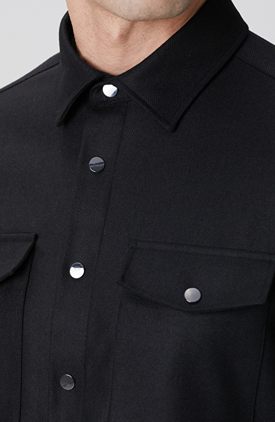 Antrasit Cep Detaylı Yün Dış Gömlek