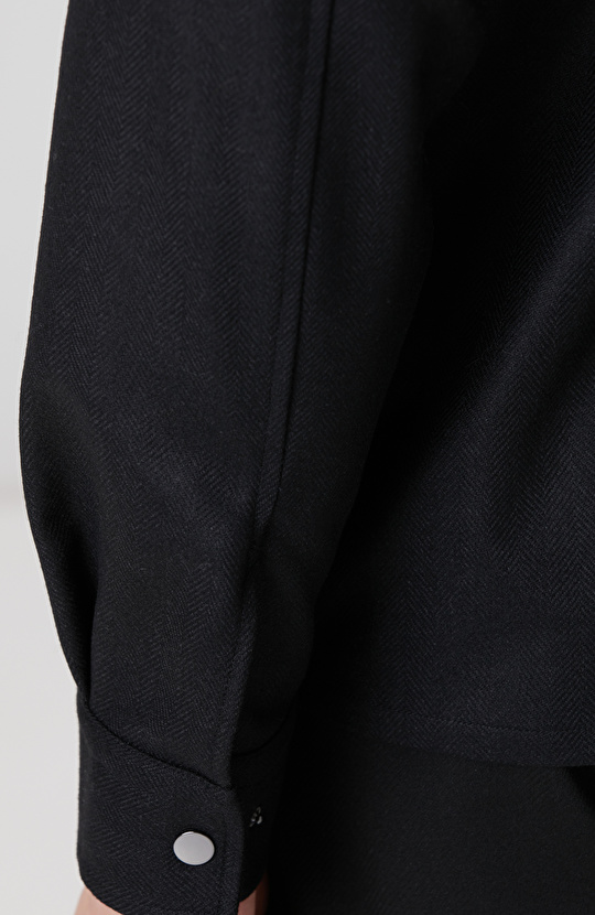 Antrasit Cep Detaylı Yün Dış Gömlek