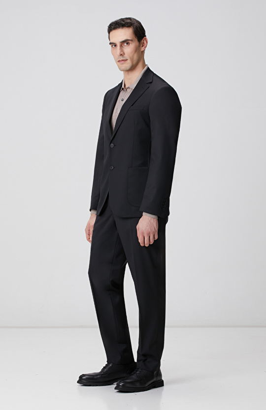 Siyah Mono Yaka Yün Mix Takım Elbise