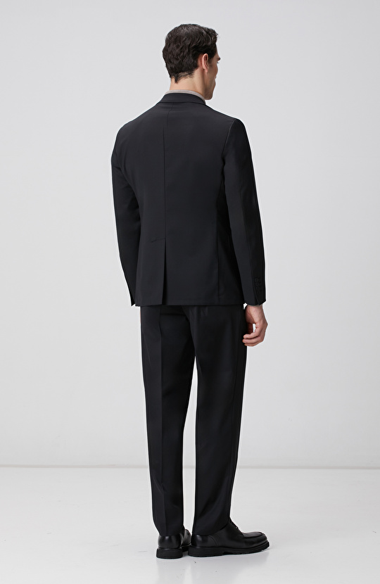 Siyah Mono Yaka Yün Mix Takım Elbise