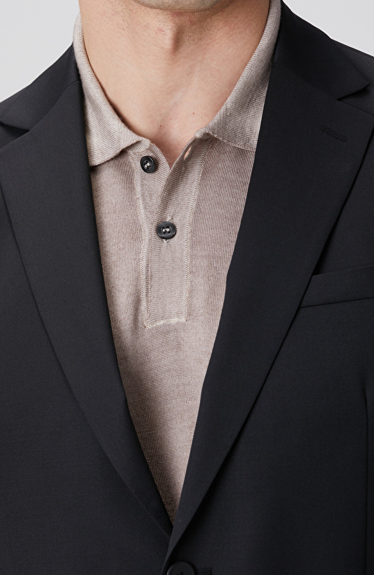 Siyah Mono Yaka Yün Mix Takım Elbise