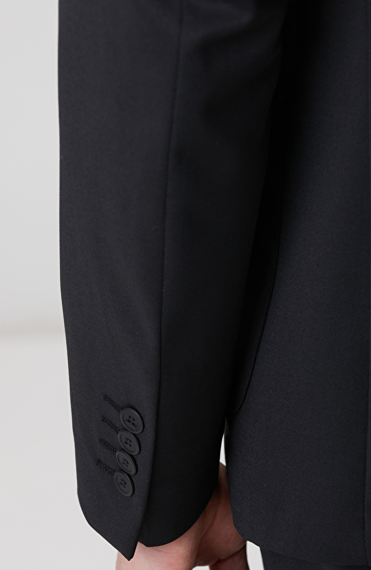 Siyah Mono Yaka Yün Mix Takım Elbise