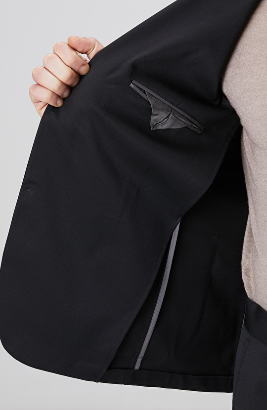 Siyah Mono Yaka Yün Mix Takım Elbise