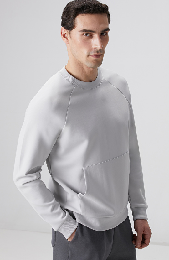 Gri Melanj Kanguru Cepli Sweatshirt