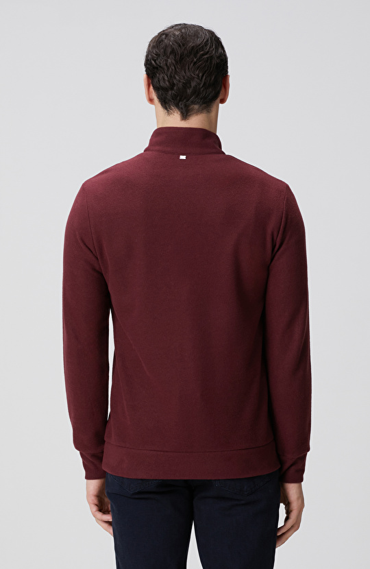 Bordo Süet Garni Detaylı Sweatshirt