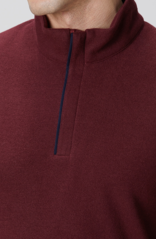 Bordo Süet Garni Detaylı Sweatshirt