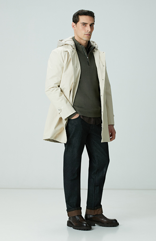 Haki Süet Garnili Sweatshirt