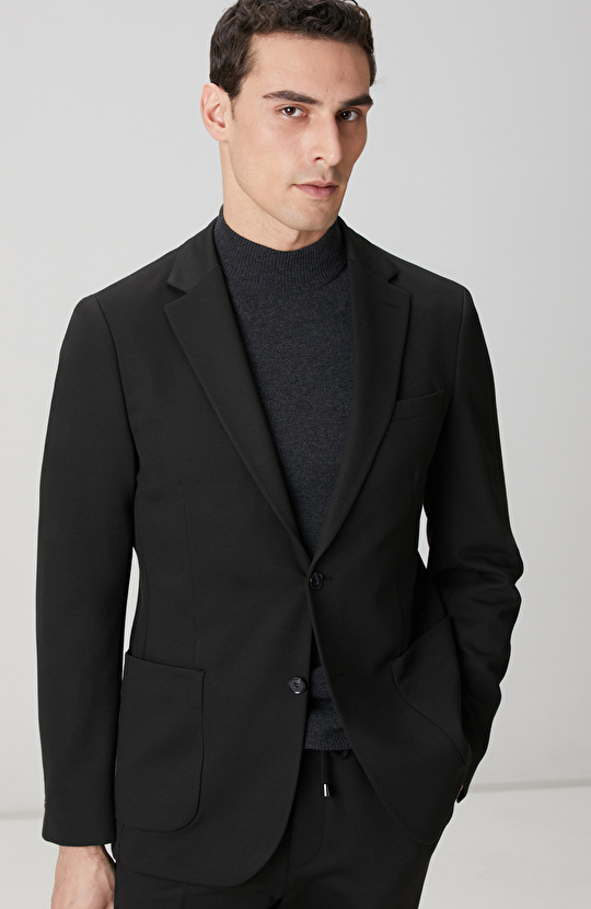 Siyah Örme Takım Elbise