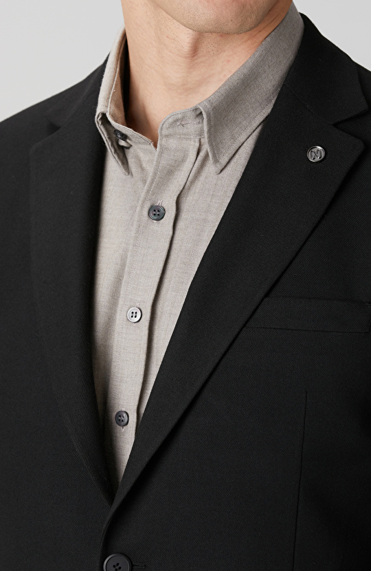 Siyah İnce Diyagonal Desen Ceket