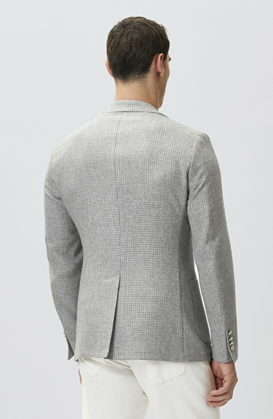 Gri Metal Düğme Detaylı Blazer Ceket