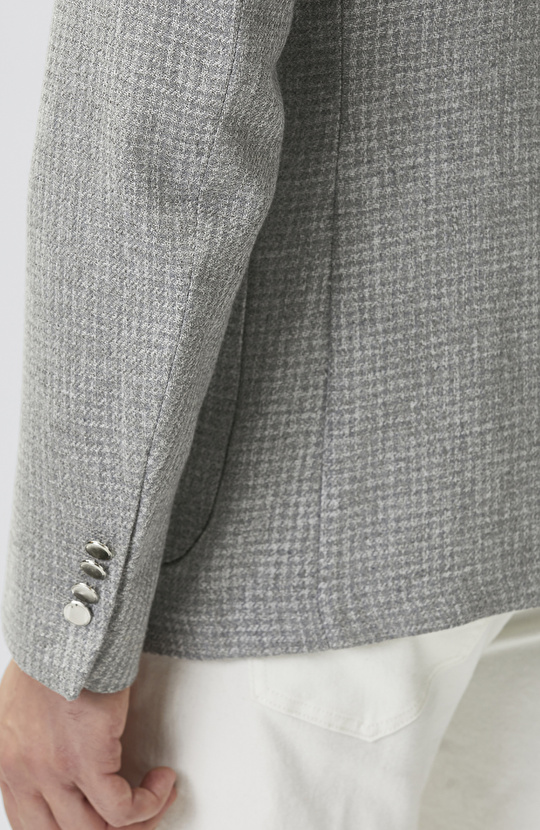 Gri Metal Düğme Detaylı Blazer Ceket