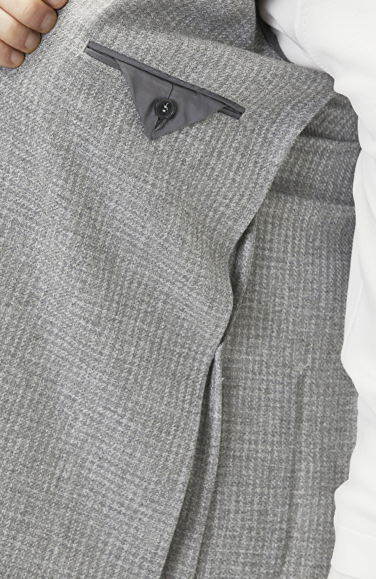 Gri Metal Düğme Detaylı Blazer Ceket