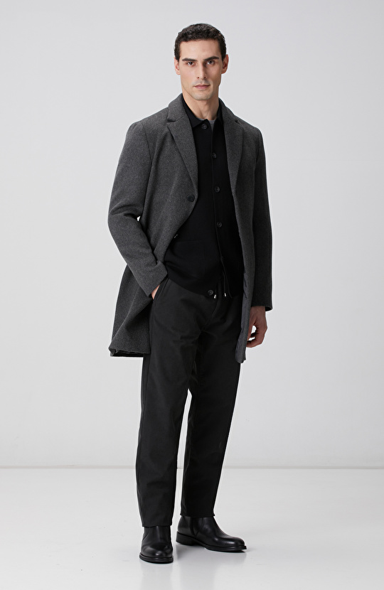 Siyah Polo Yaka Cepli Triko Hırka