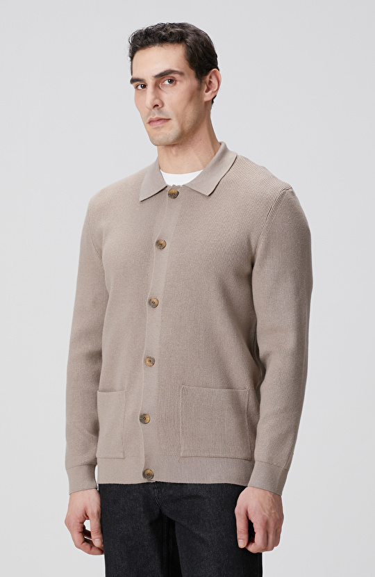 Vizon Polo Yaka Cepli Triko Hırka