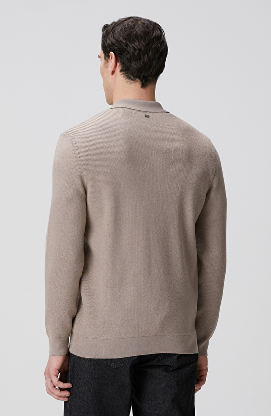 Vizon Polo Yaka Cepli Triko Hırka