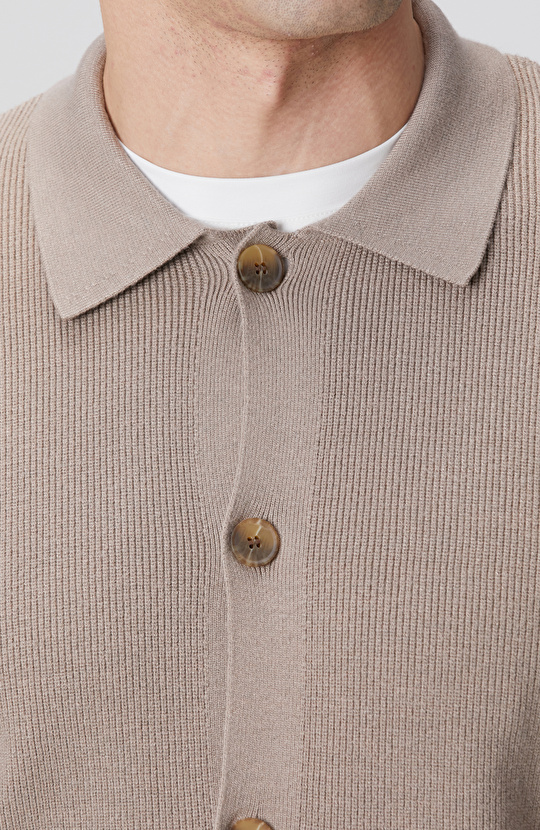 Vizon Polo Yaka Cepli Triko Hırka