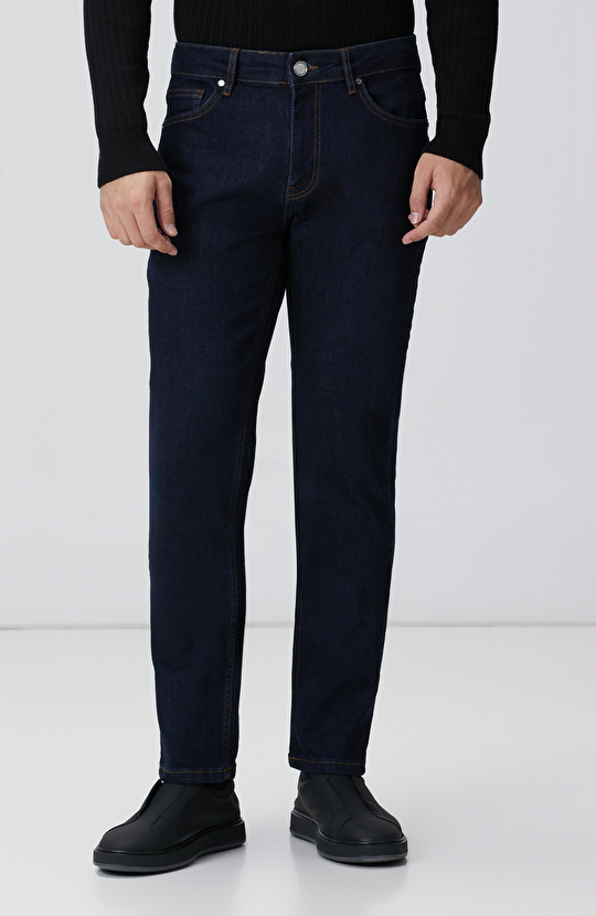 Slim Fit Lacivert Denim Pantolon