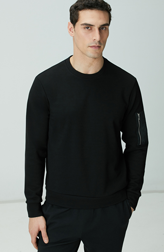 Siyah Fermuar Detaylı Sweatshirt