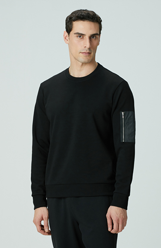 Siyah Fermuar Detaylı Sweatshirt