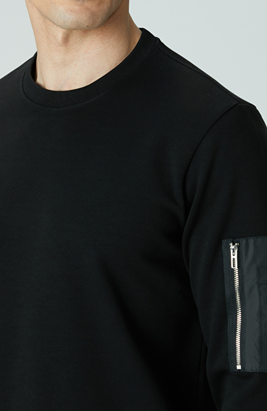 Siyah Fermuar Detaylı Sweatshirt