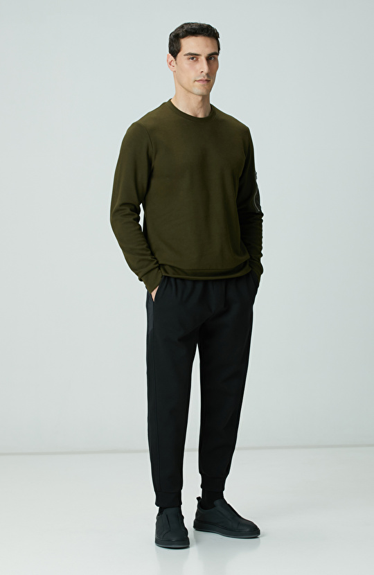 Haki Fermuar Detaylı Sweatshirt