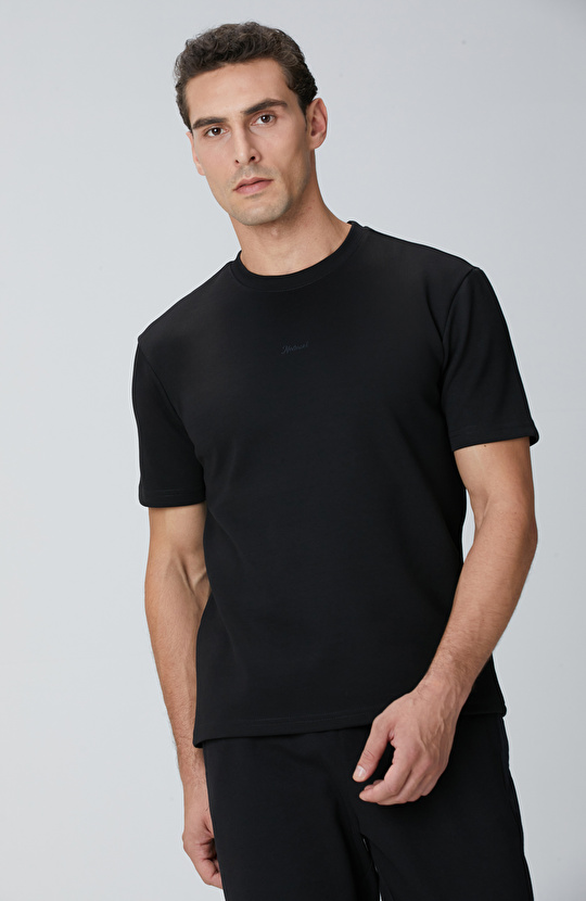 Siyah Network Baskılı Sweatshirt