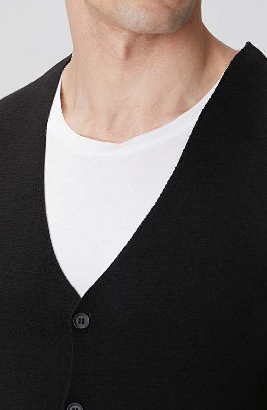 Siyah Kolsuz Triko Yelek